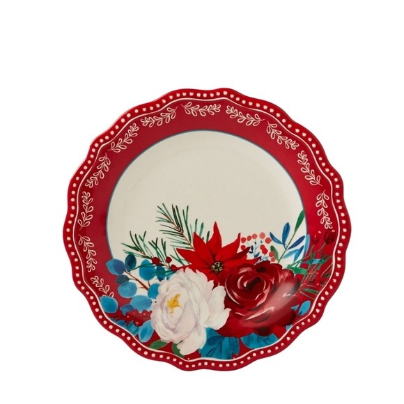 New Pioneer Woman Holiday Cheerful Rose 3-Piece Dinnerware...